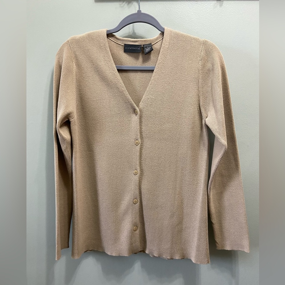 Relatively Woman’s Tan Cardigan Size Small
